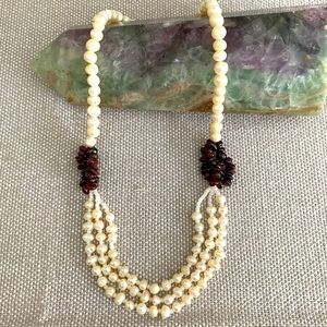 Fresh Water Pearl and Garnet Necklace